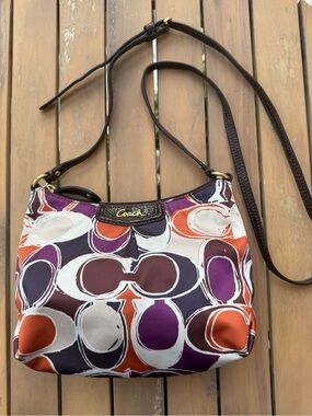 Coach Purple and Orange Signature Print Crossbody